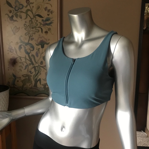 Gumshark Women’s Medium Teal Blue Zip Front Sports Bra - Picture 2 of 12